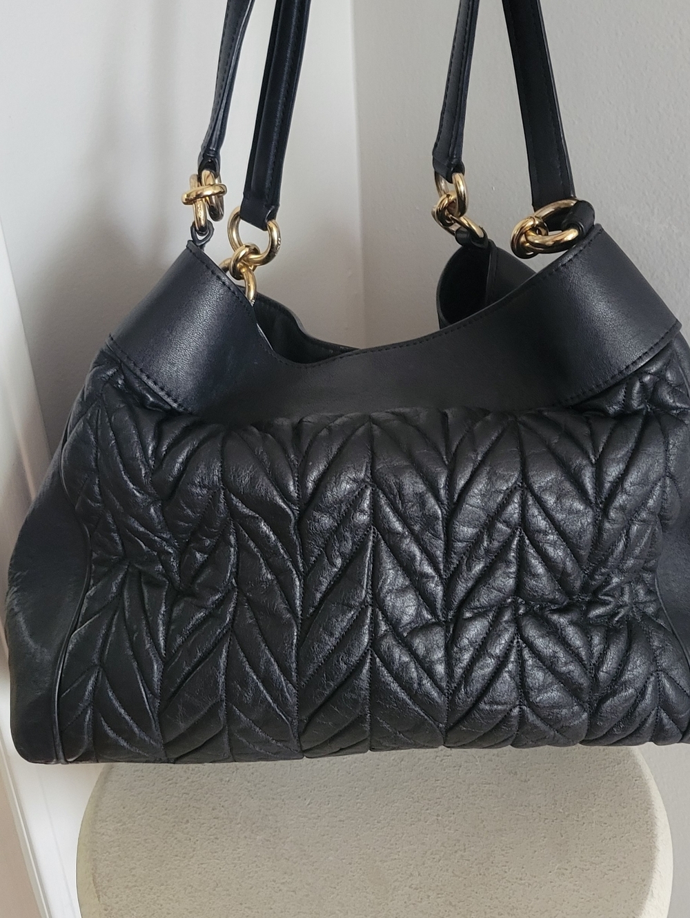 Coach Lexy Black Quilted Leather Shoulder Bag with Gold Hardware - Picture 5 of 9